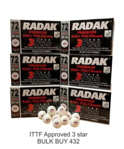 Radak Polyseam R40+ 3 star Table Tennis Balls Bulk 432 ITTF Approved